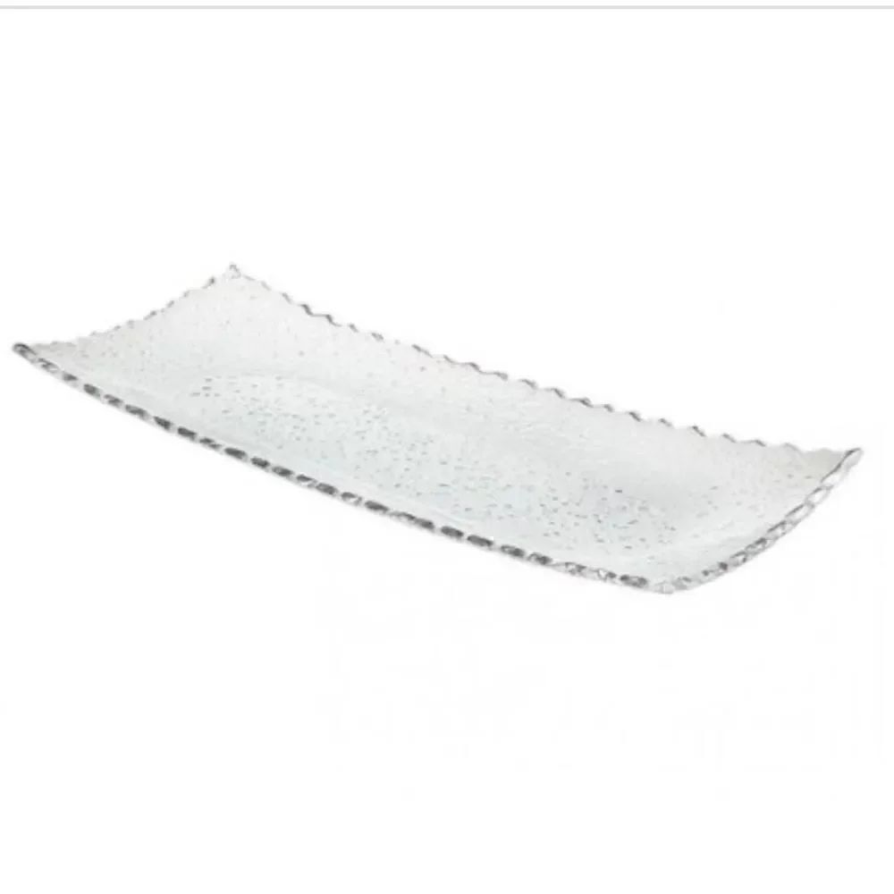 Godinger Crystal Tray 14 X16 with Silver Band - Silver